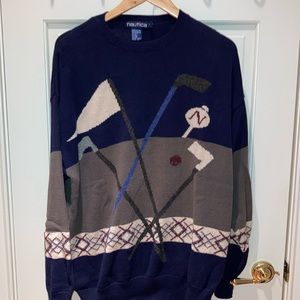 Men’s golf motif sweater. Nautica.
